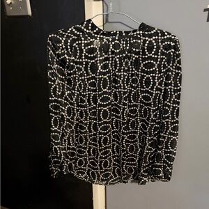 H&M Black Blouse with White Linked Dot Print